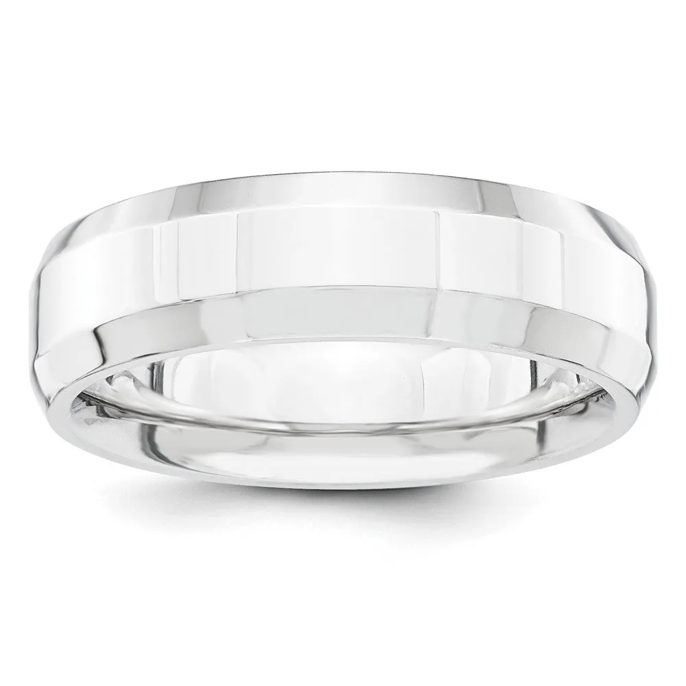 Platinum Polished Beveled Edge Band (5mm or 6mm)