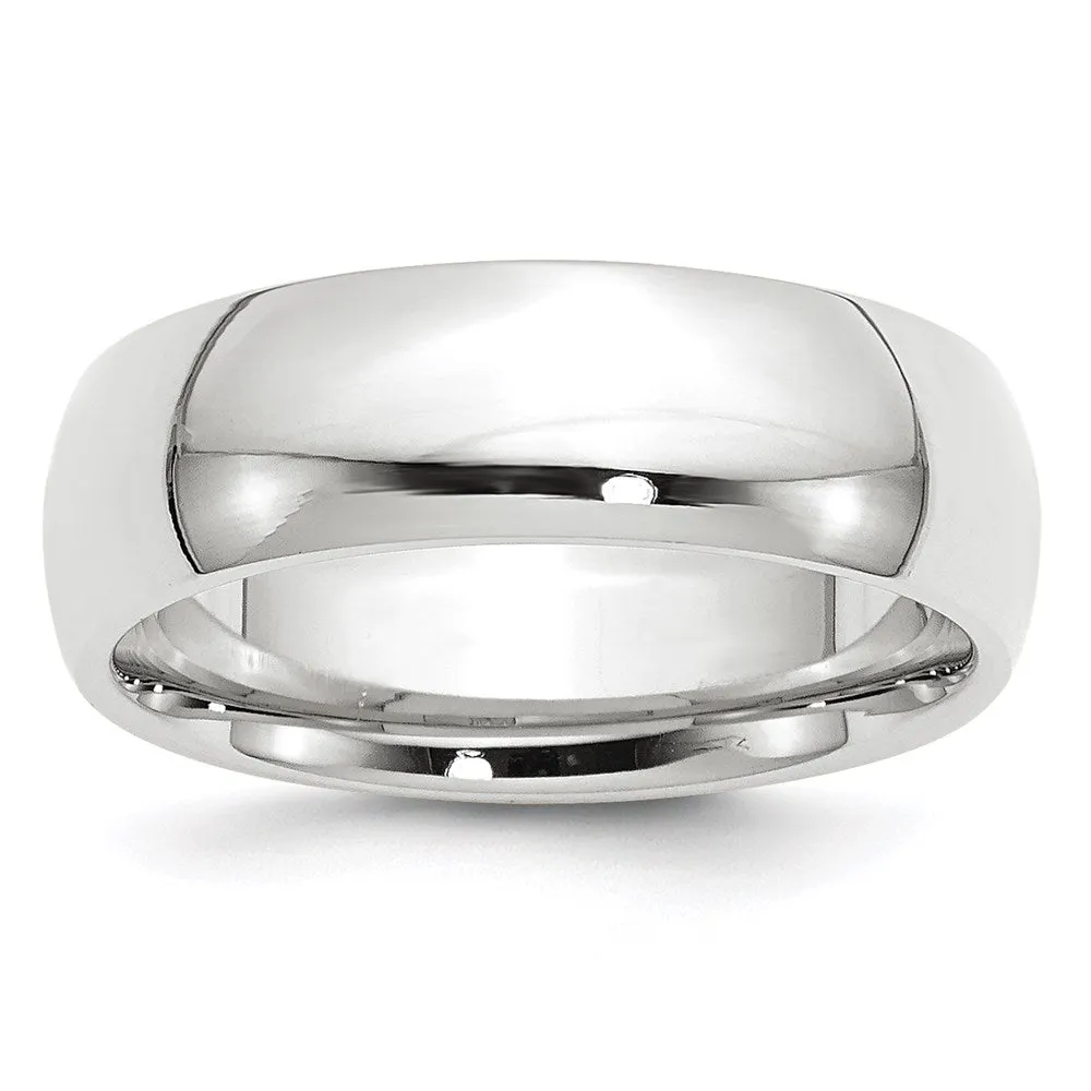 7mm 8mm 10K White Gold Domed Comfort Fit Band