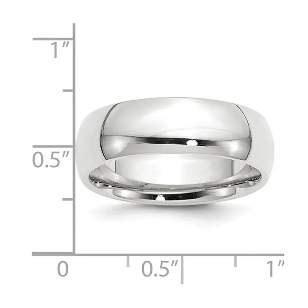 7mm 8mm 10K White Gold Domed Comfort Fit Band