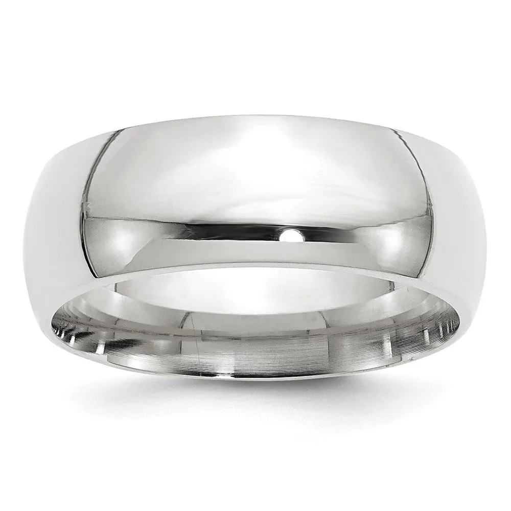 7mm 8mm 10K White Gold Domed Comfort Fit Band