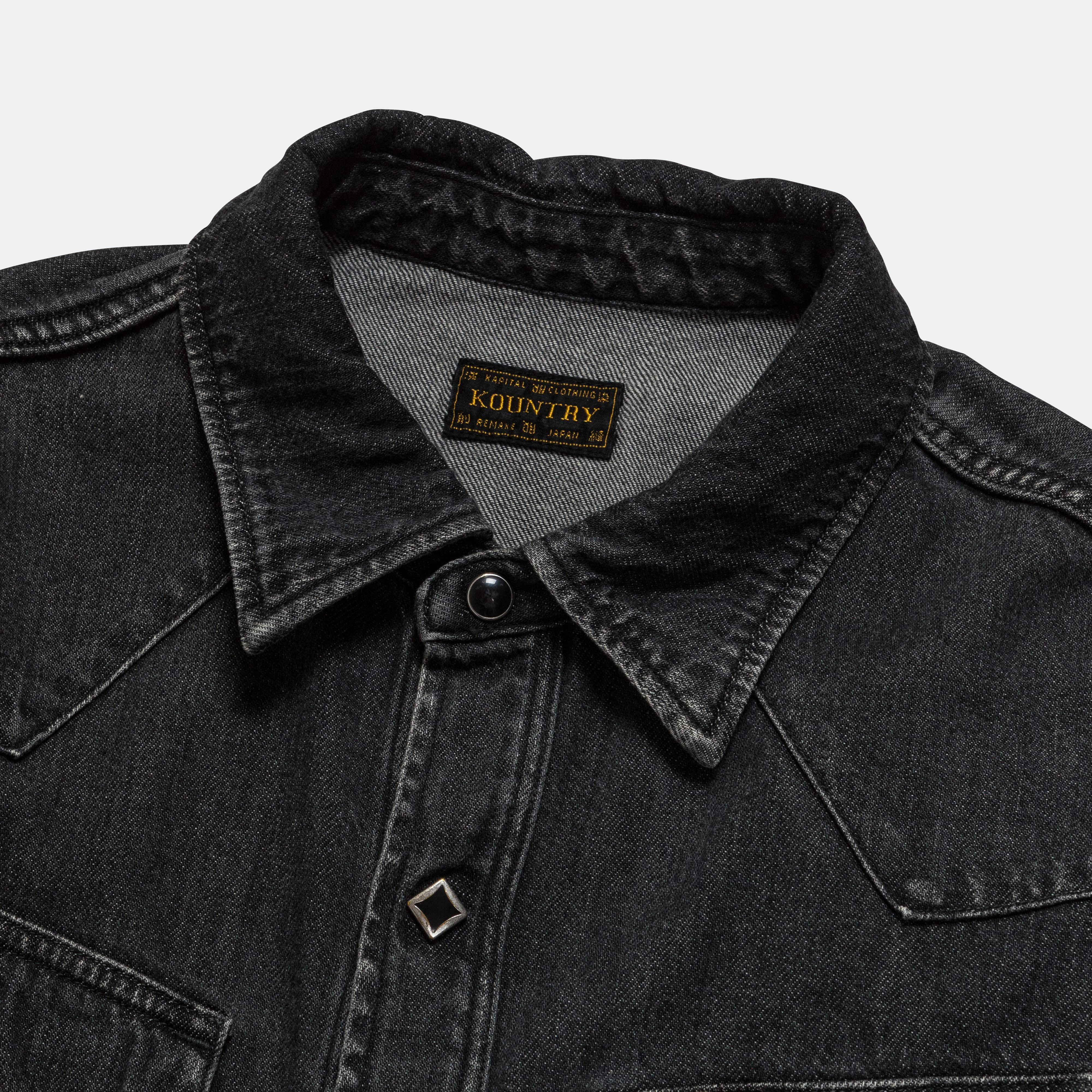 8oz Black Denim Western Shirt - Black