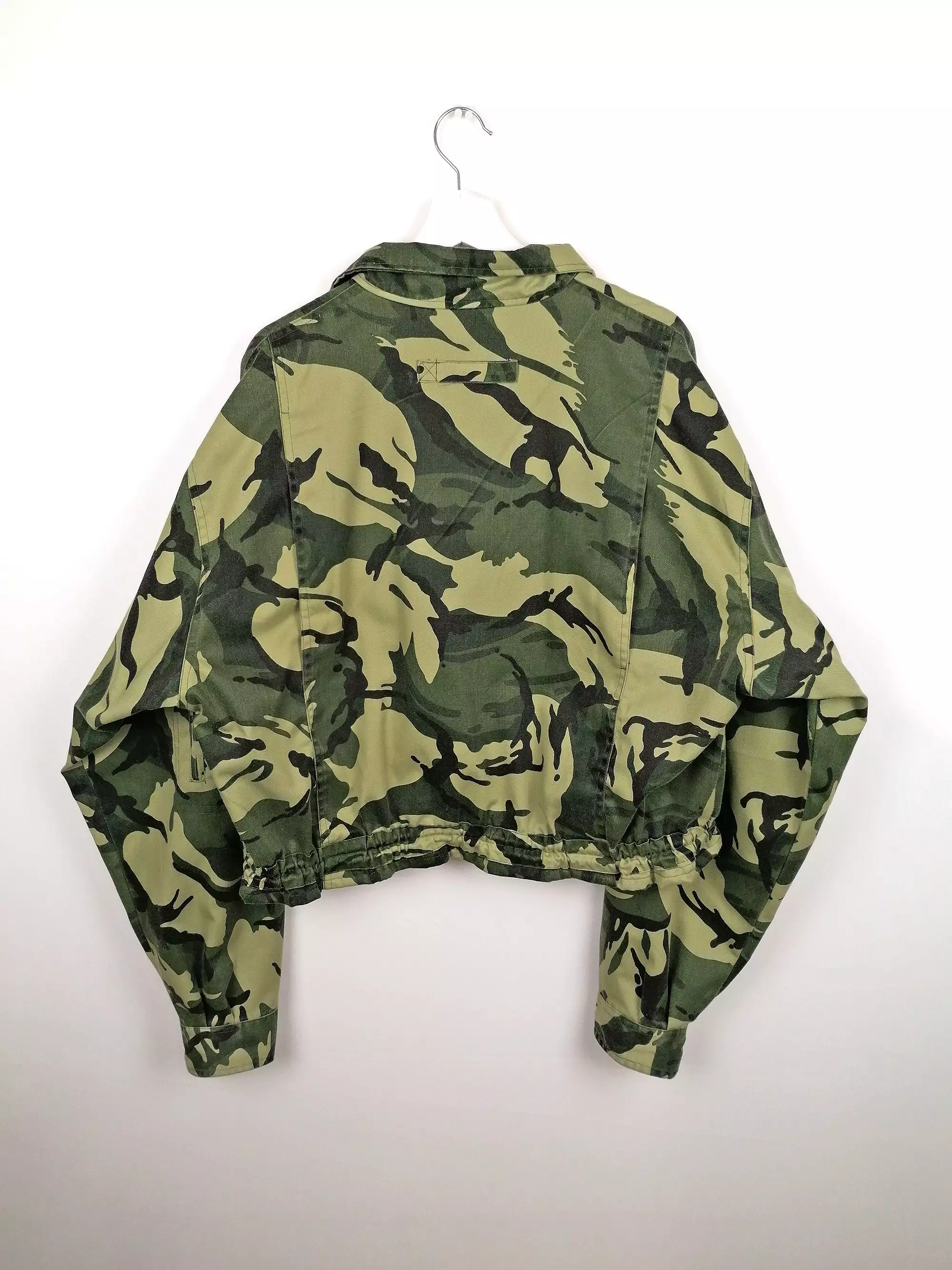 90s Camo Green Oversized Cropped Army Jacket XXL