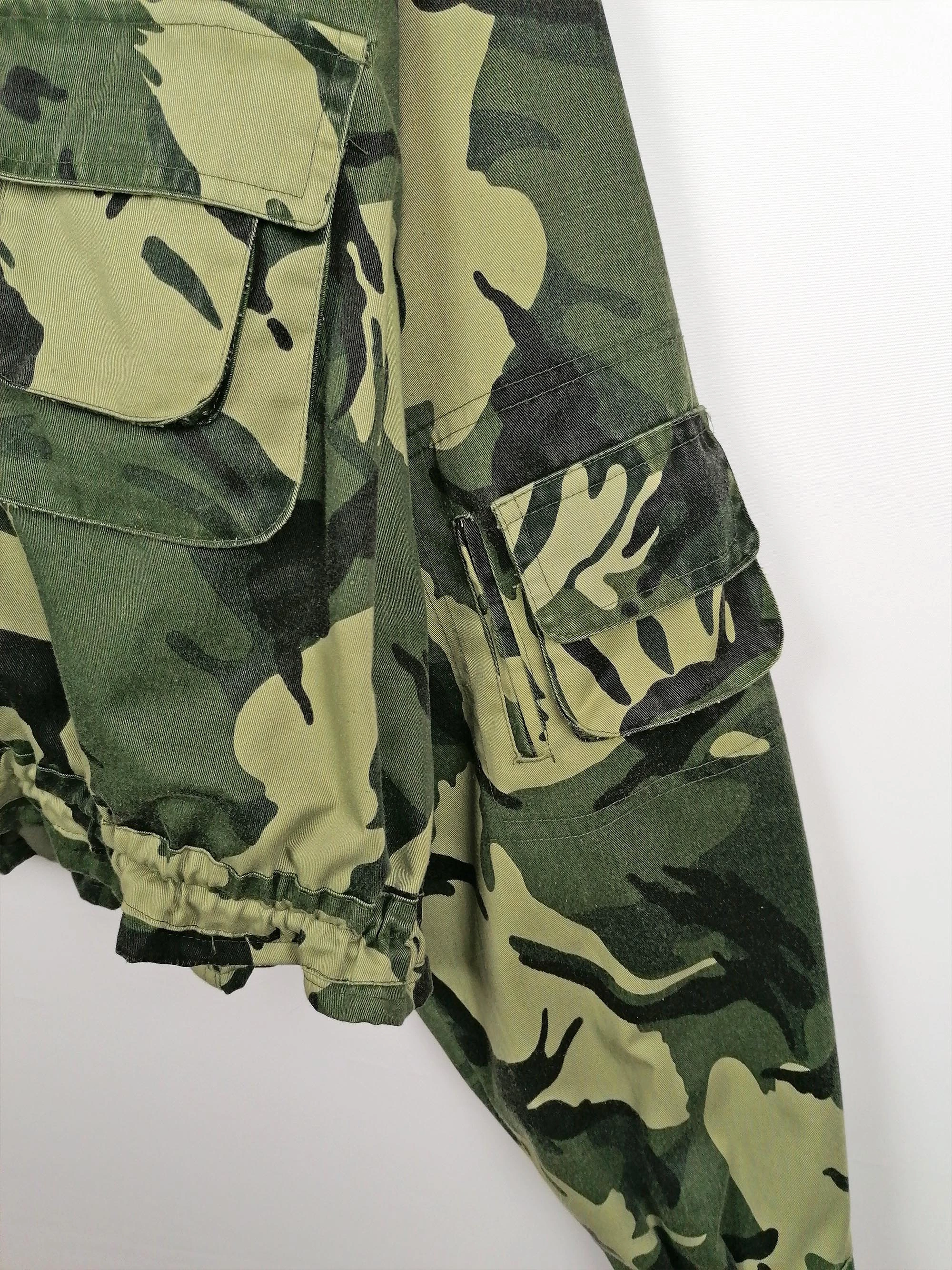 90s Camo Green Oversized Cropped Army Jacket XXL