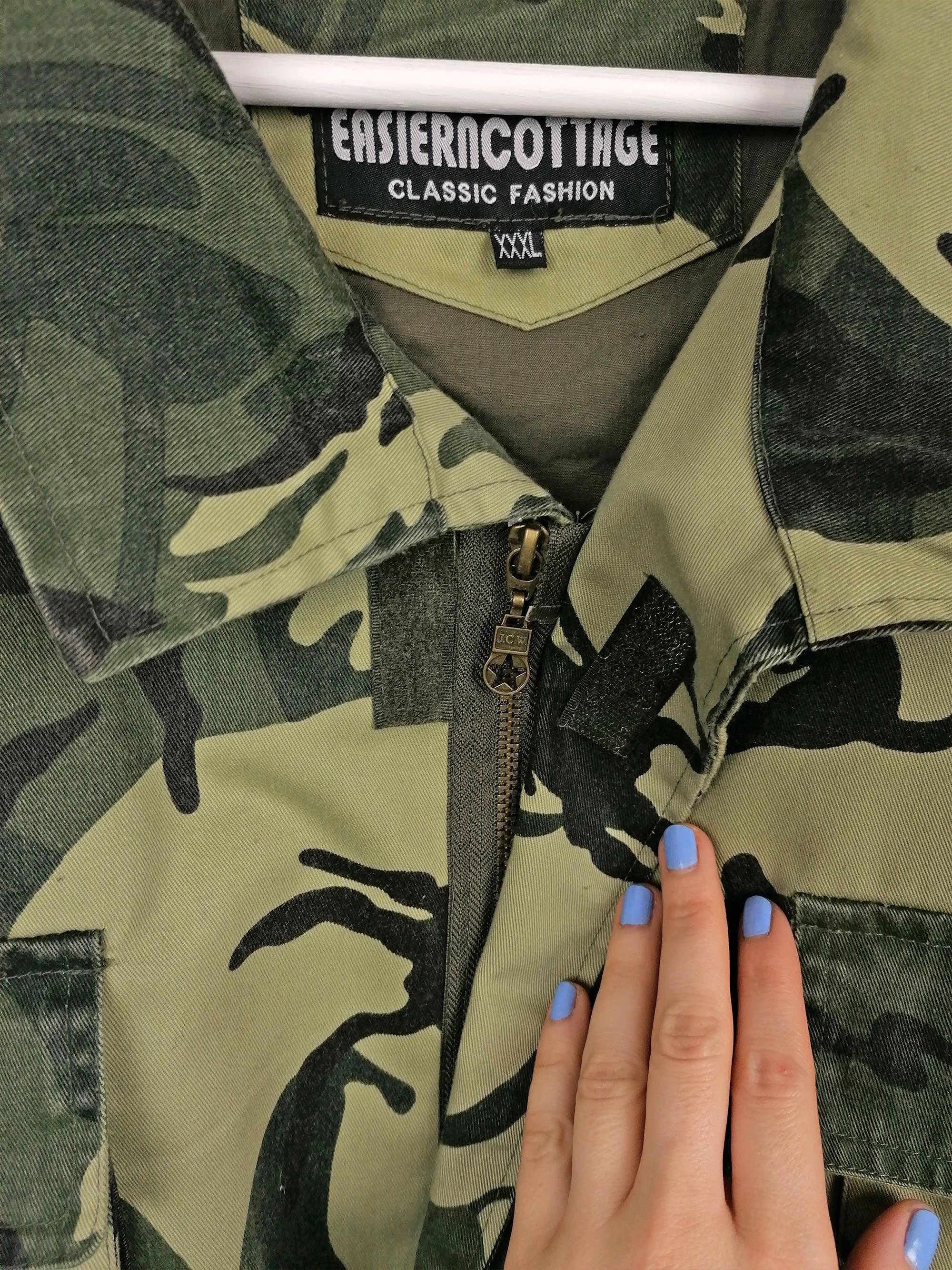 90s Camo Green Oversized Cropped Army Jacket XXL