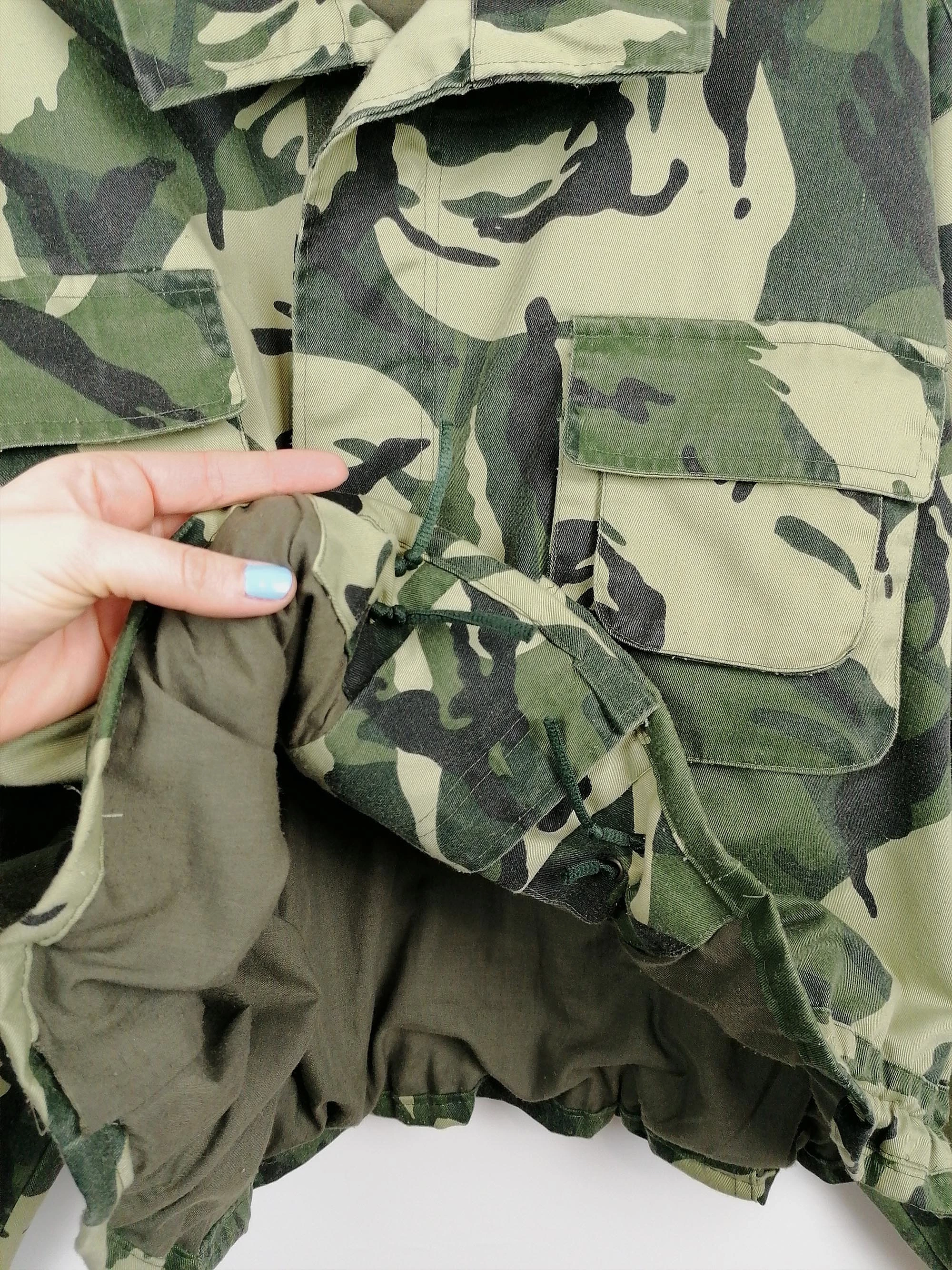 90s Camo Green Oversized Cropped Army Jacket XXL