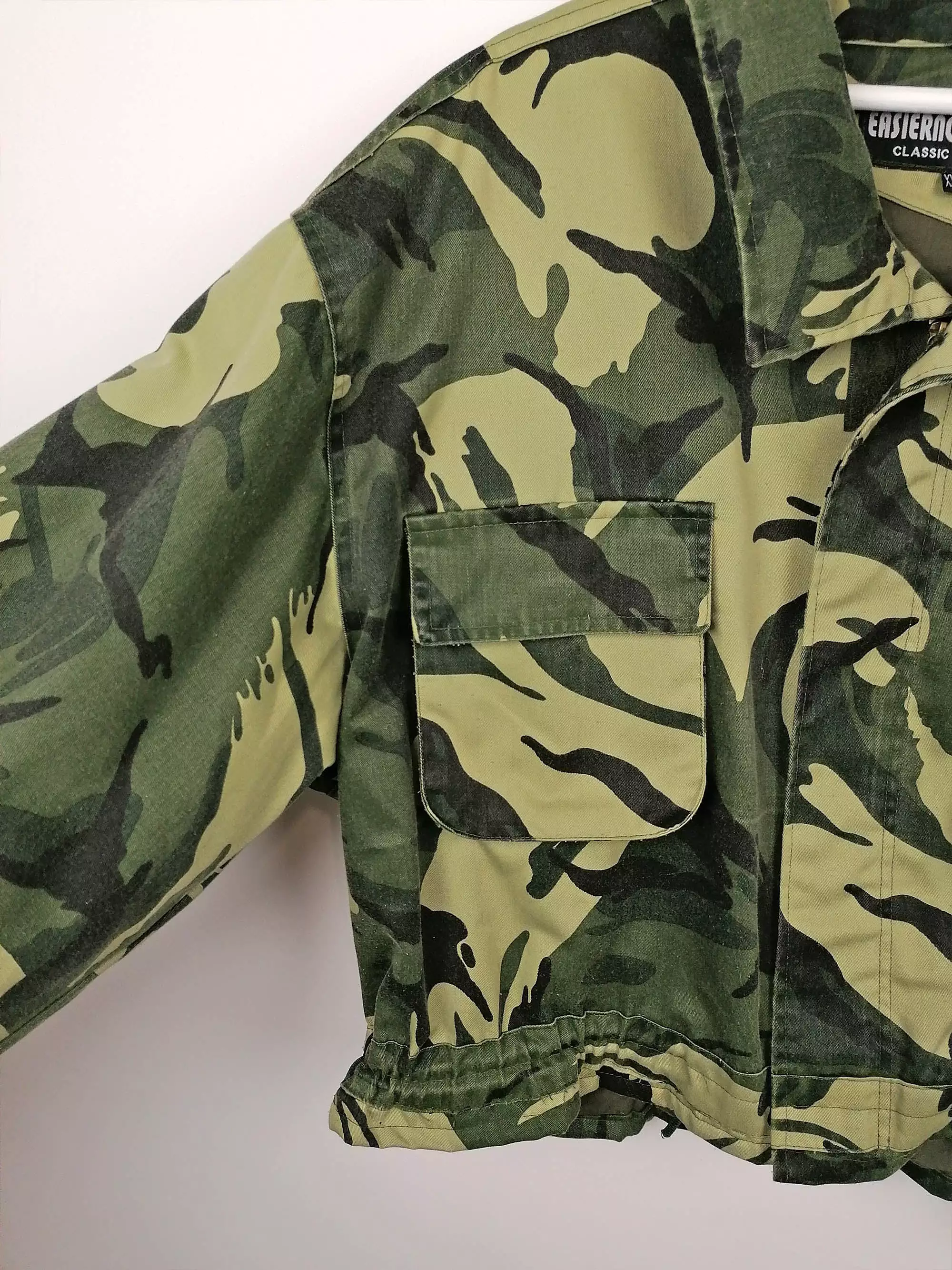 90s Camo Green Oversized Cropped Army Jacket XXL