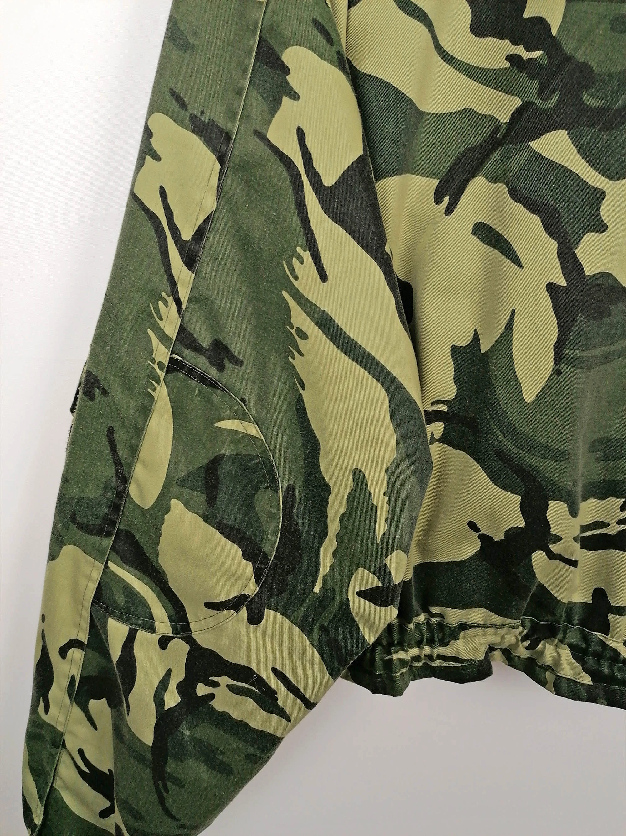 90s Camo Green Oversized Cropped Army Jacket XXL