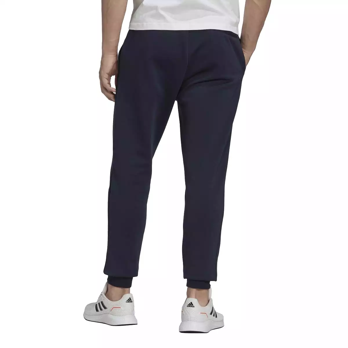 ADIDAS ESSENTIALS FLEECE TRACKPANTS - MEN'S REGULAR TAPERED DESIGN - NAVY