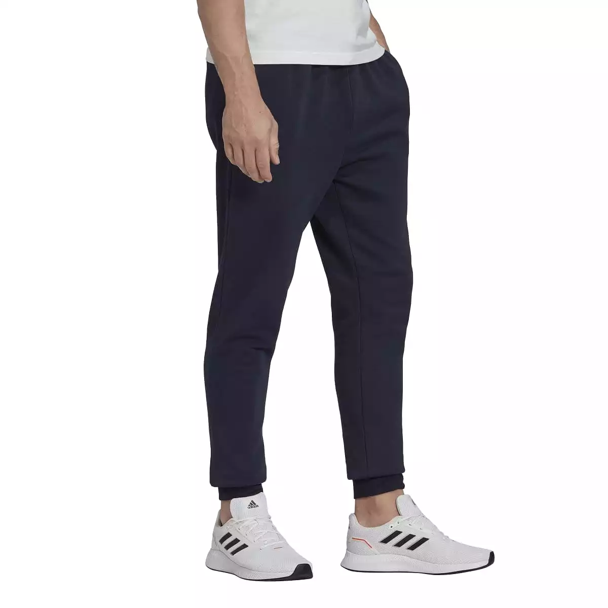 ADIDAS ESSENTIALS FLEECE TRACKPANTS - MEN'S REGULAR TAPERED DESIGN - NAVY