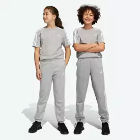 Adidas Kids 3 Stripe Grey Fleece Trackpants