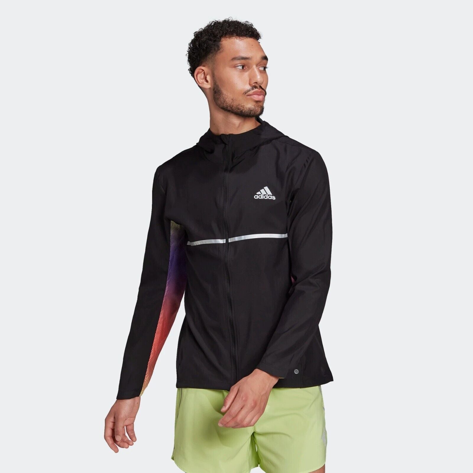 adidas Men's Running Jacket - Black Colourblock Lightweight - Own The Run