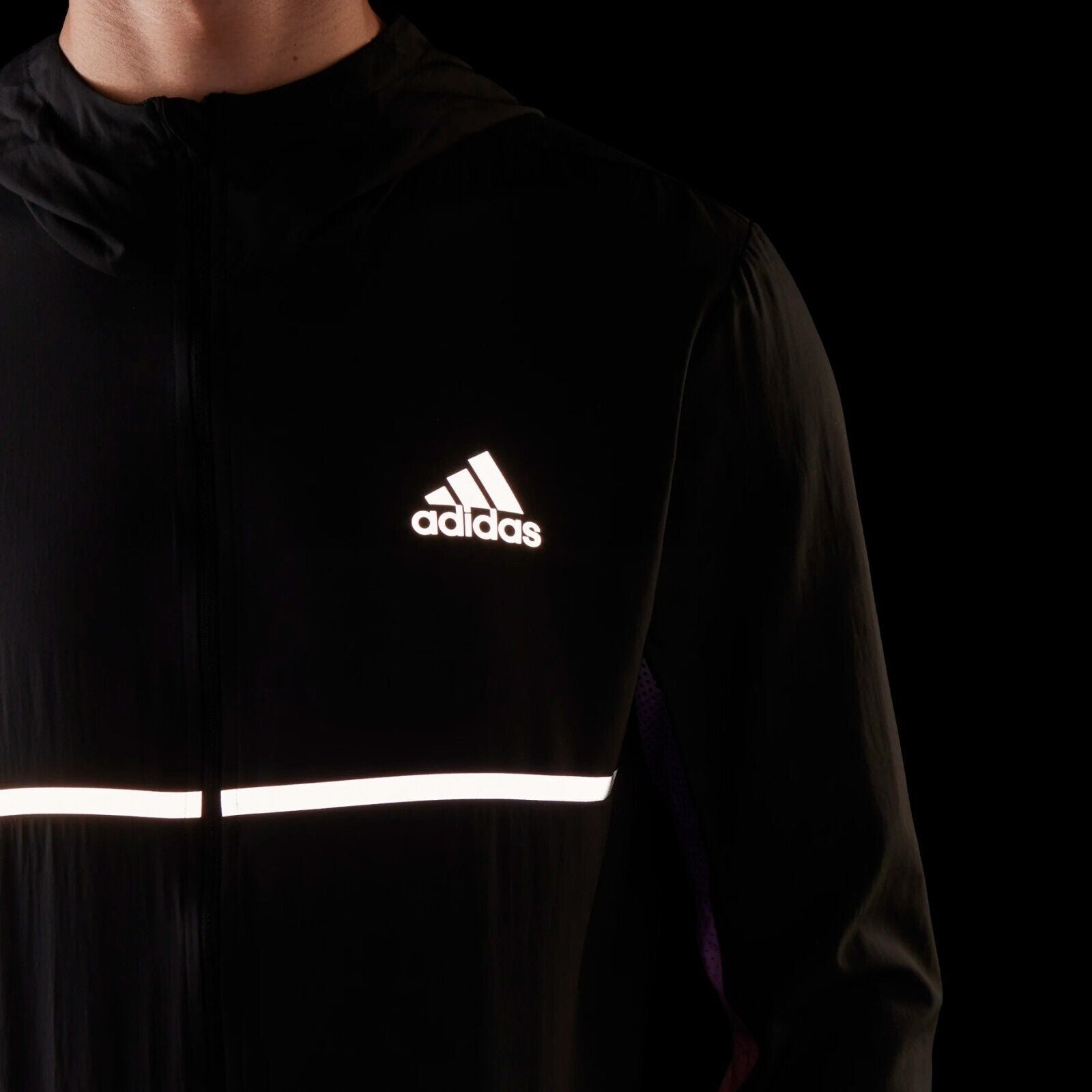 adidas Men's Running Jacket - Black Colourblock Lightweight - Own The Run