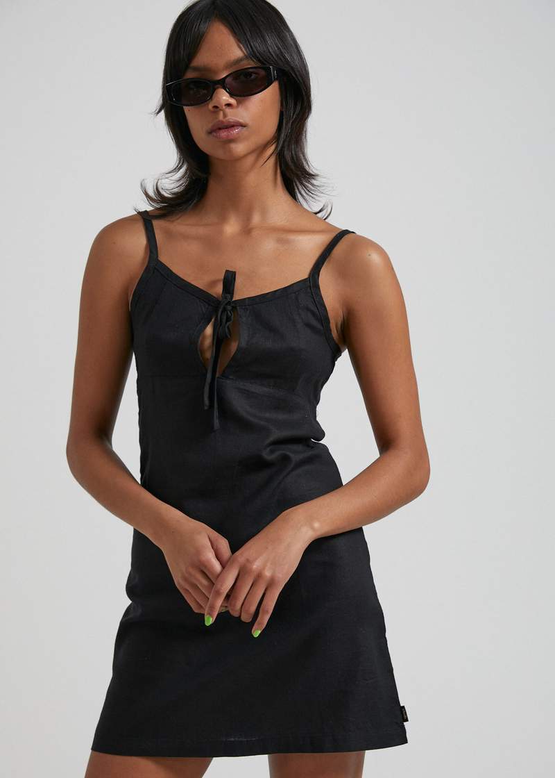 Afends Black Hemp Mini Dress