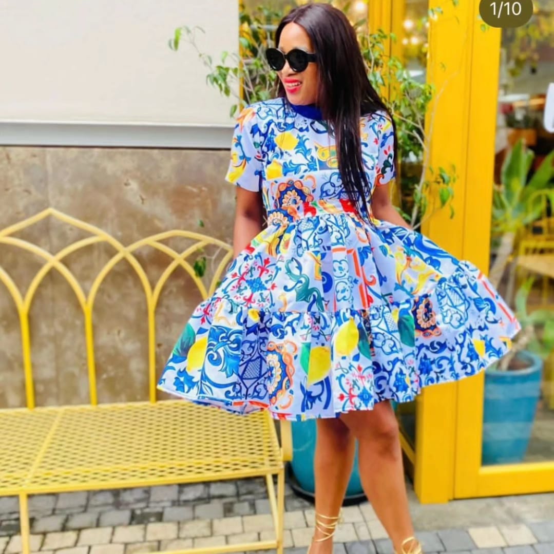 African Print Dress with Floral Pattern