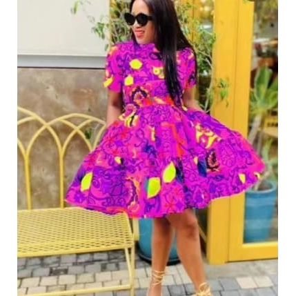 African Print Dress with Floral Pattern