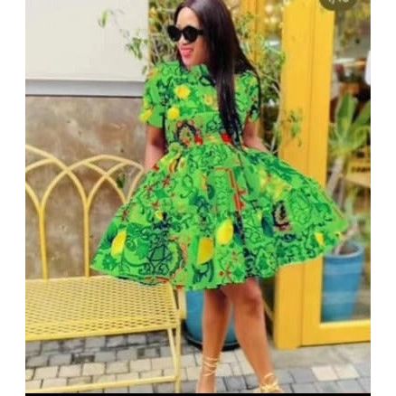 African Print Dress with Floral Pattern