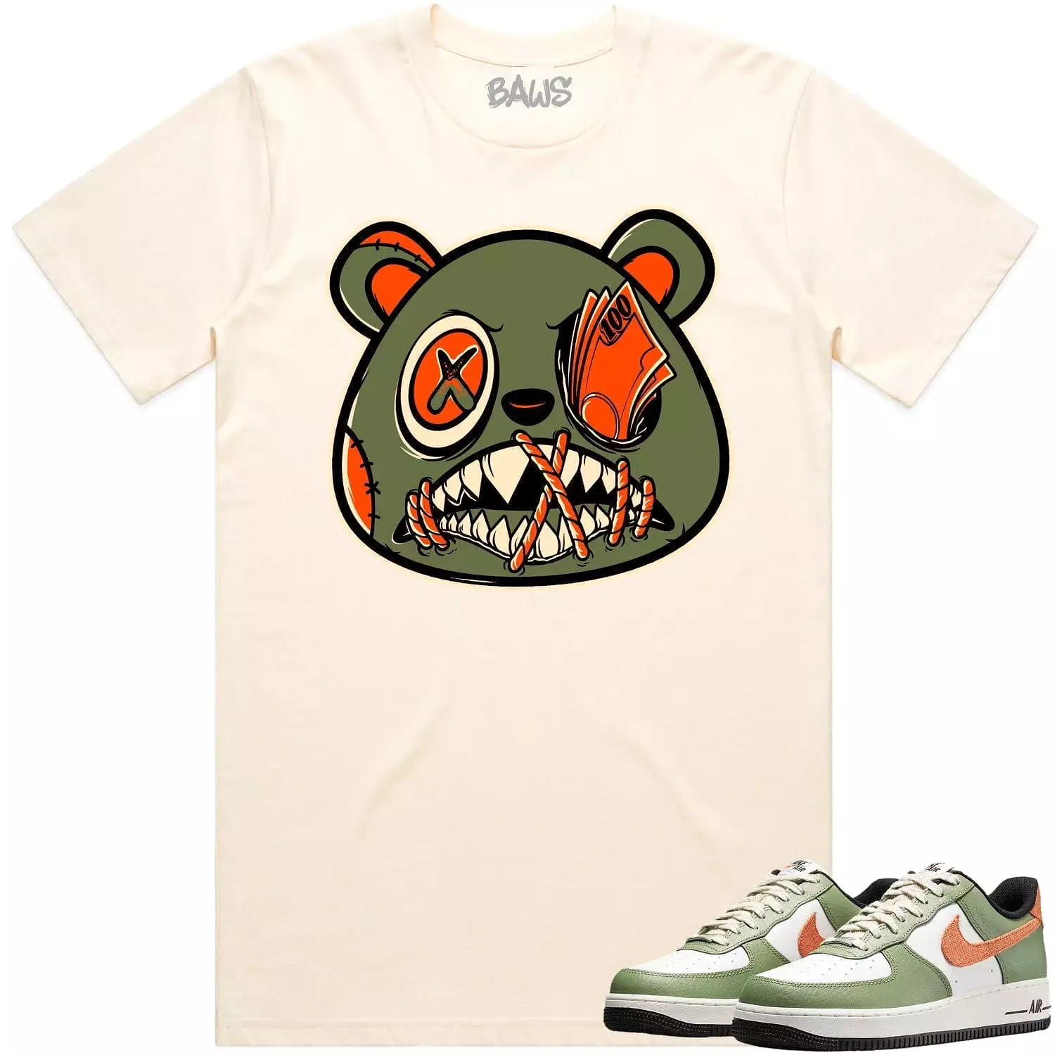 Air Force 1 Oil Green Shirt - CELADON MONEY TALKS BAWS