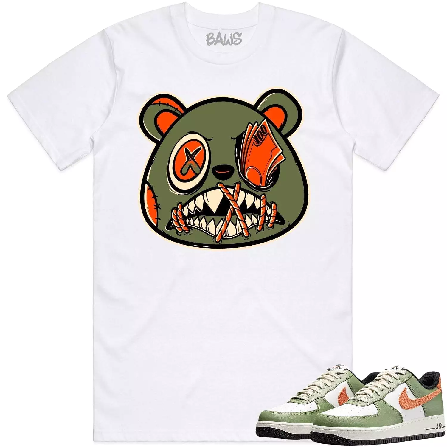 Air Force 1 Oil Green Shirt - CELADON MONEY TALKS BAWS