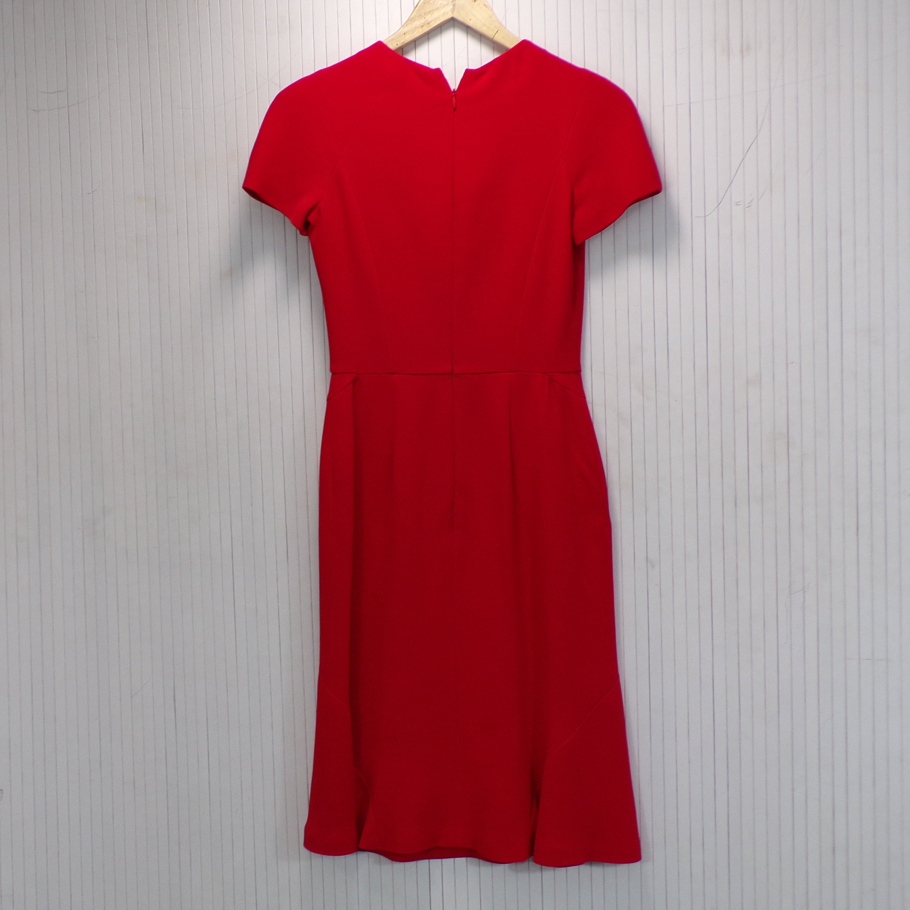 Alexander McQueen Scarlet Crepe Fluted Midi Dress XXS