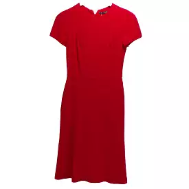 Alexander McQueen Scarlet Crepe Fluted Midi Dress XXS