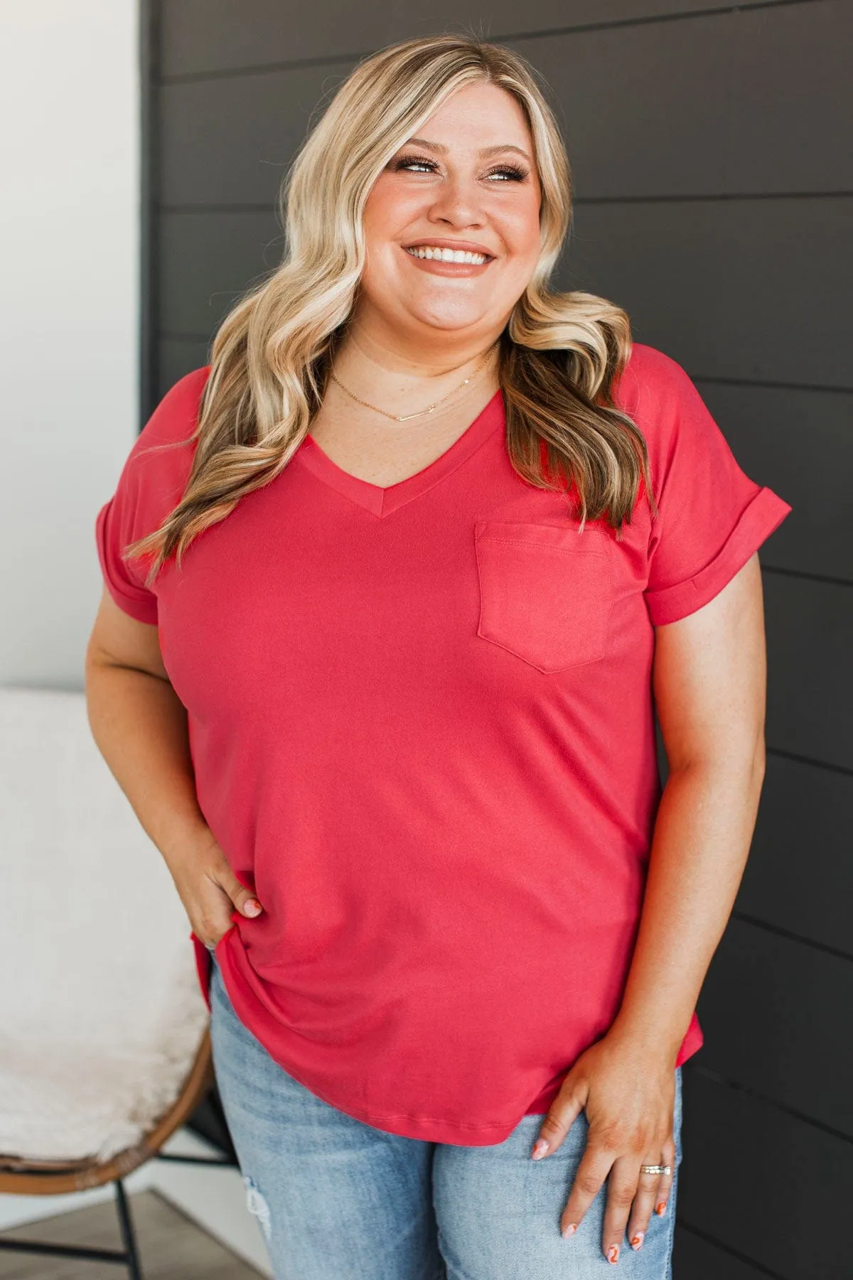 All The Best Short Sleeve Top Dark Coral