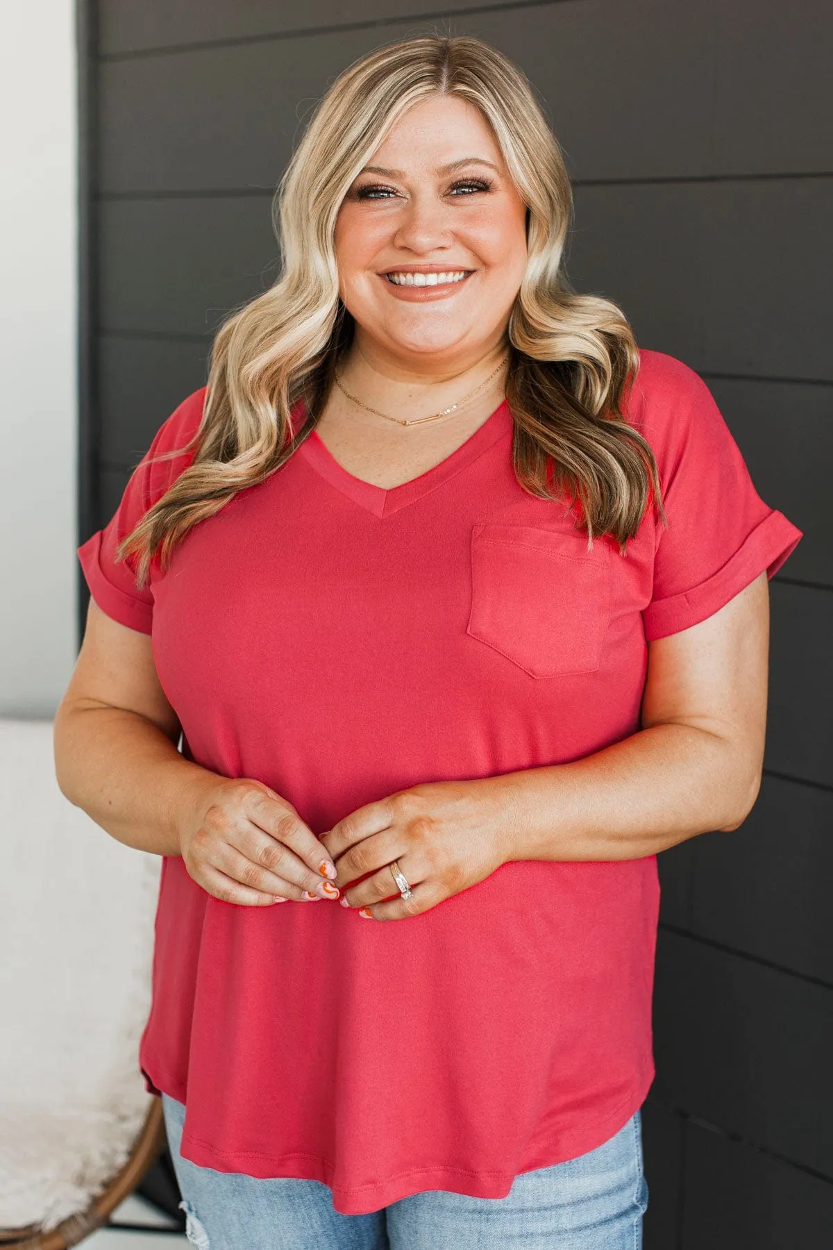 All The Best Short Sleeve Top Dark Coral