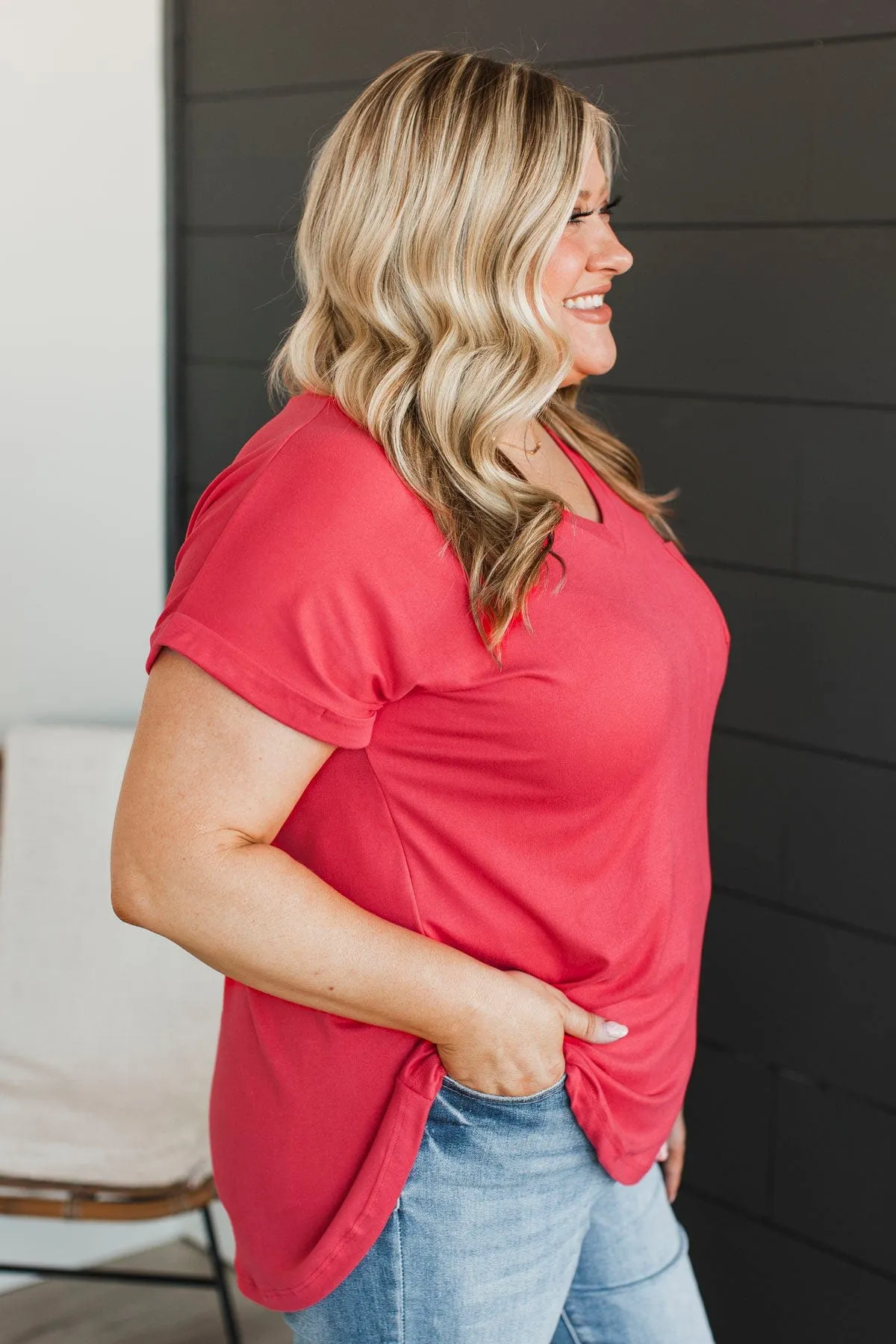 All The Best Short Sleeve Top Dark Coral