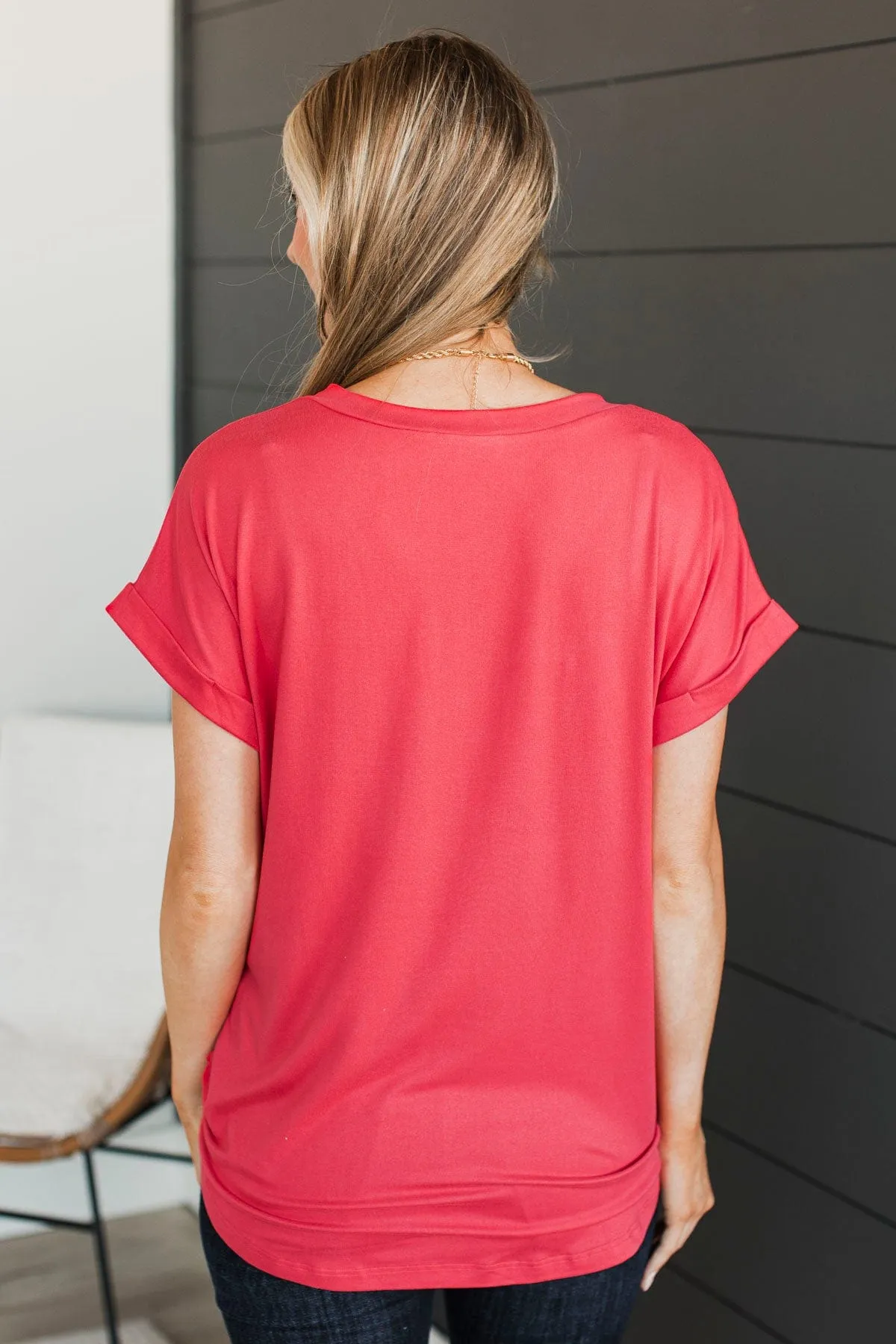 All The Best Short Sleeve Top Dark Coral