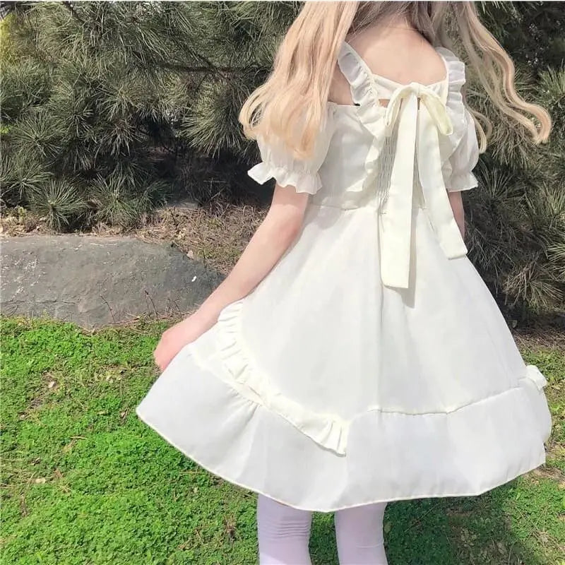 Almond Lilly Dress - Kawaii Princess - Off-Shoulder - Spring Bow - Mini Dress