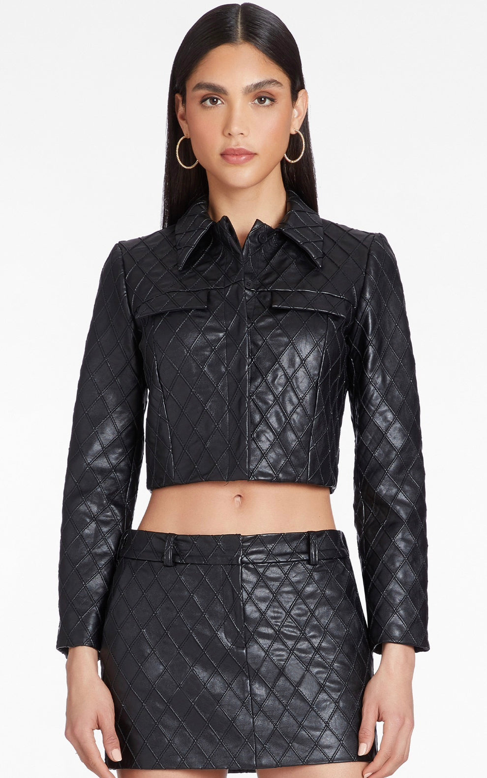 Amanda Uprichard Robbie black faux leather jacket