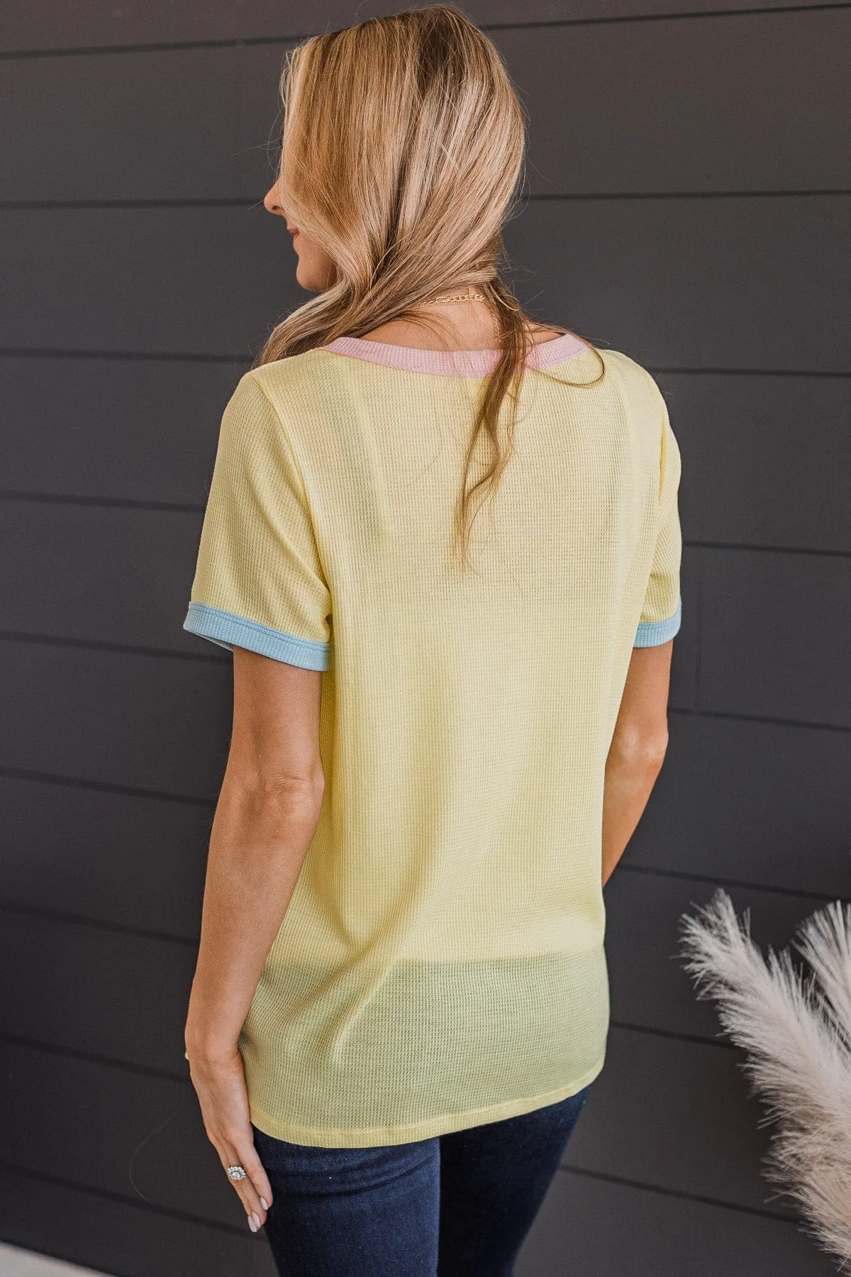 As It Was Thermal Knit Top- Yellow