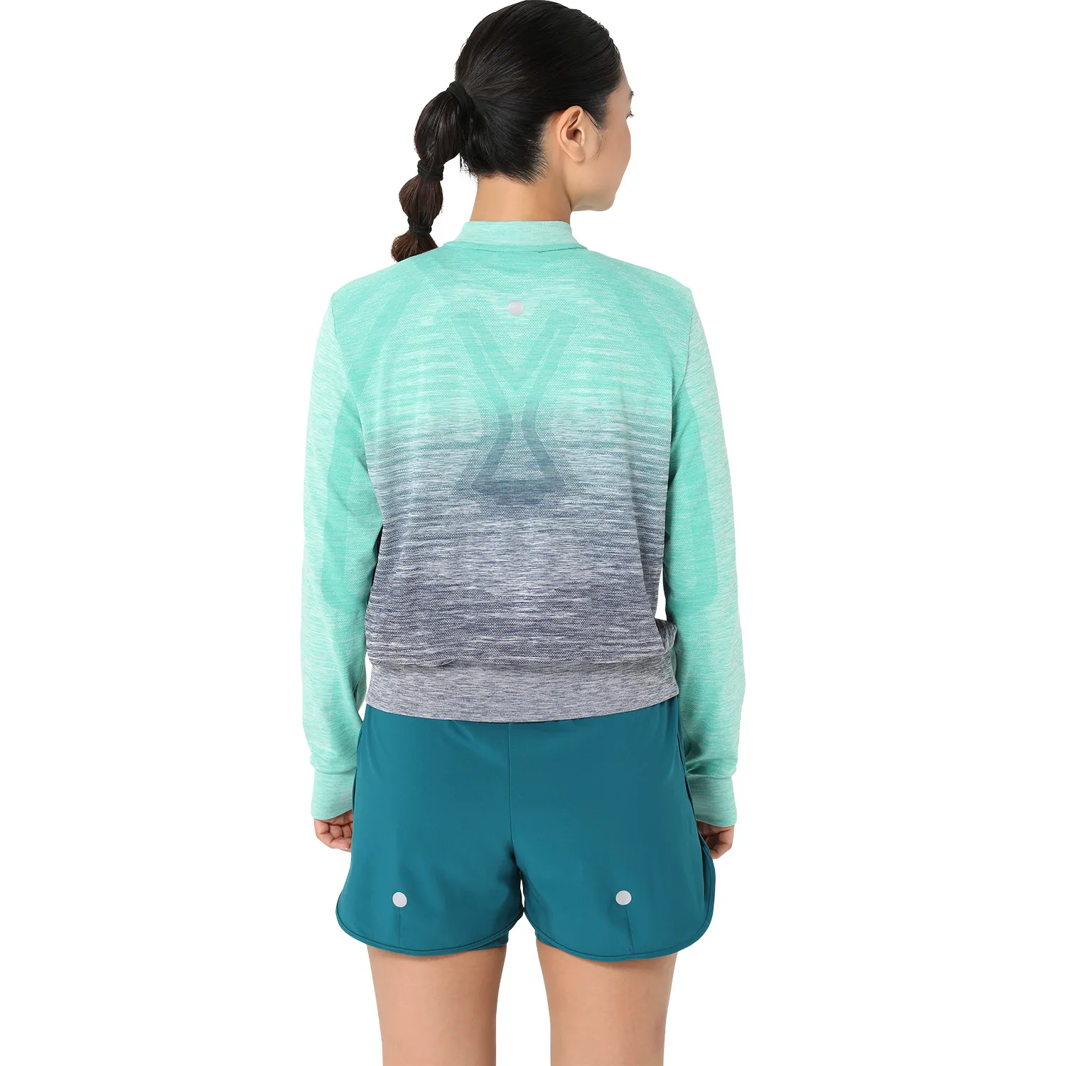 Asics Aurora Green Blue Expanse Nagino Run Seamless Jacket