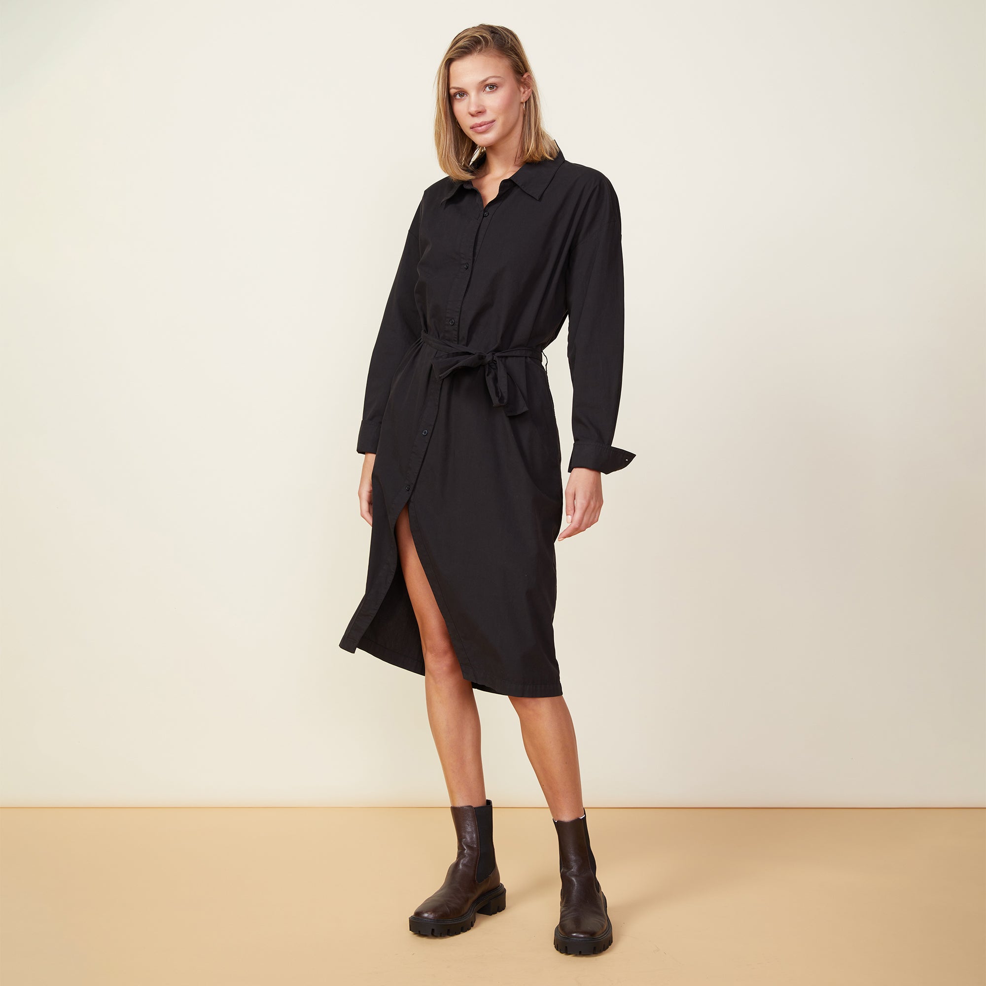 Asymmetrical Poplin Tie Dress