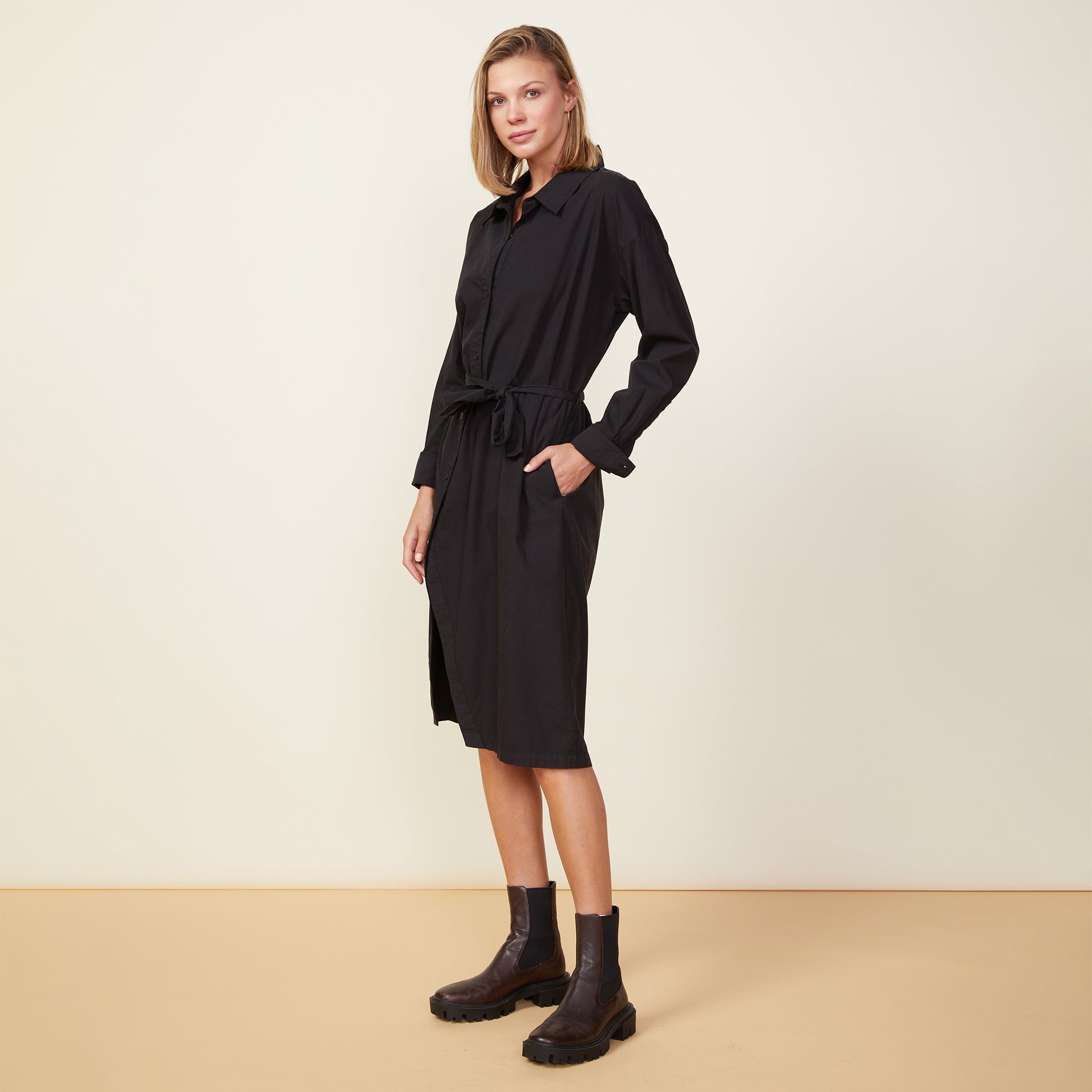 Asymmetrical Poplin Tie Dress