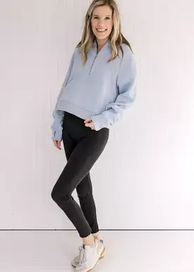 Athleisure Sky Blue Cropped 1/4 Zip - Trendy and Comfortable Athletic Apparel