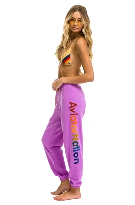 AV sweatpants, neon purple color