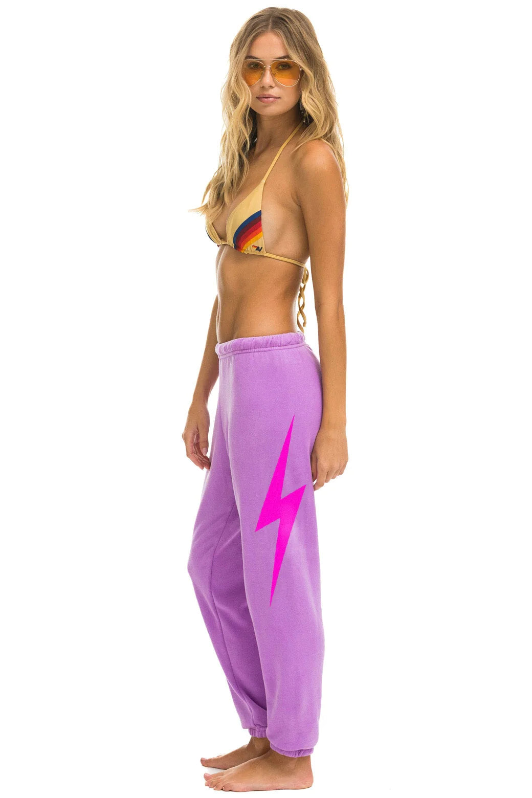 Aviator Nation Bolt Sweatpants Neon Purple Neon Pink