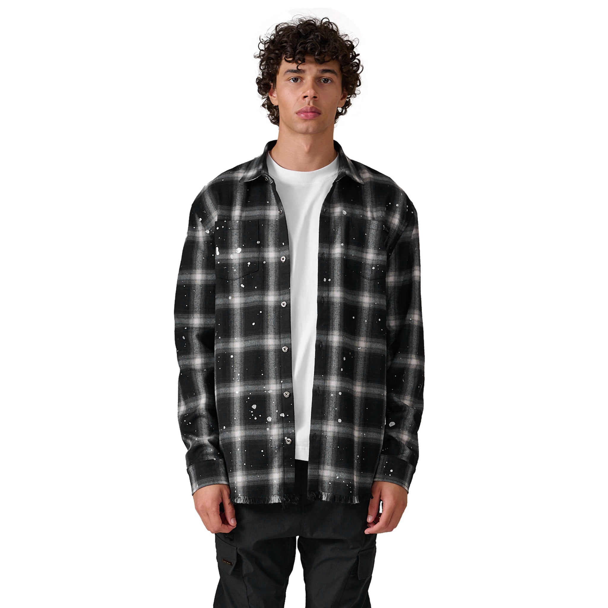 Azat Mard Men's Black Check Logo Shirt