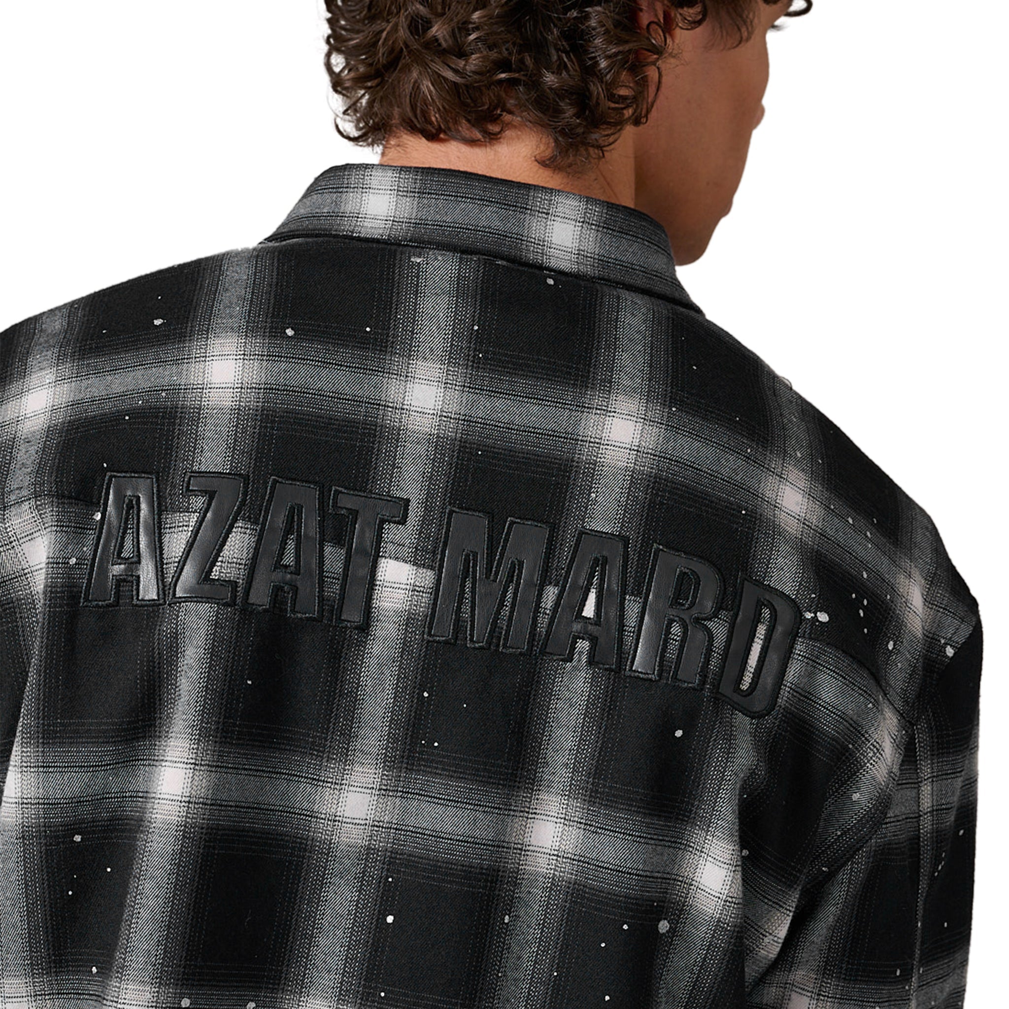 Azat Mard Men's Black Check Logo Shirt