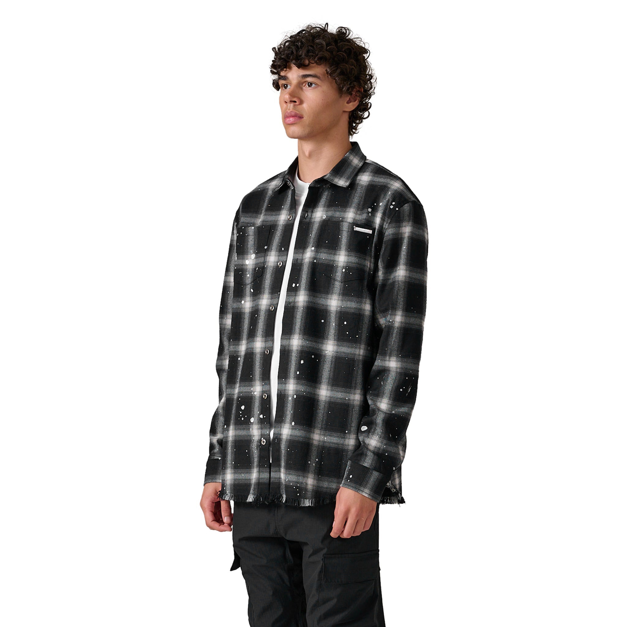 Azat Mard Men's Black Check Logo Shirt