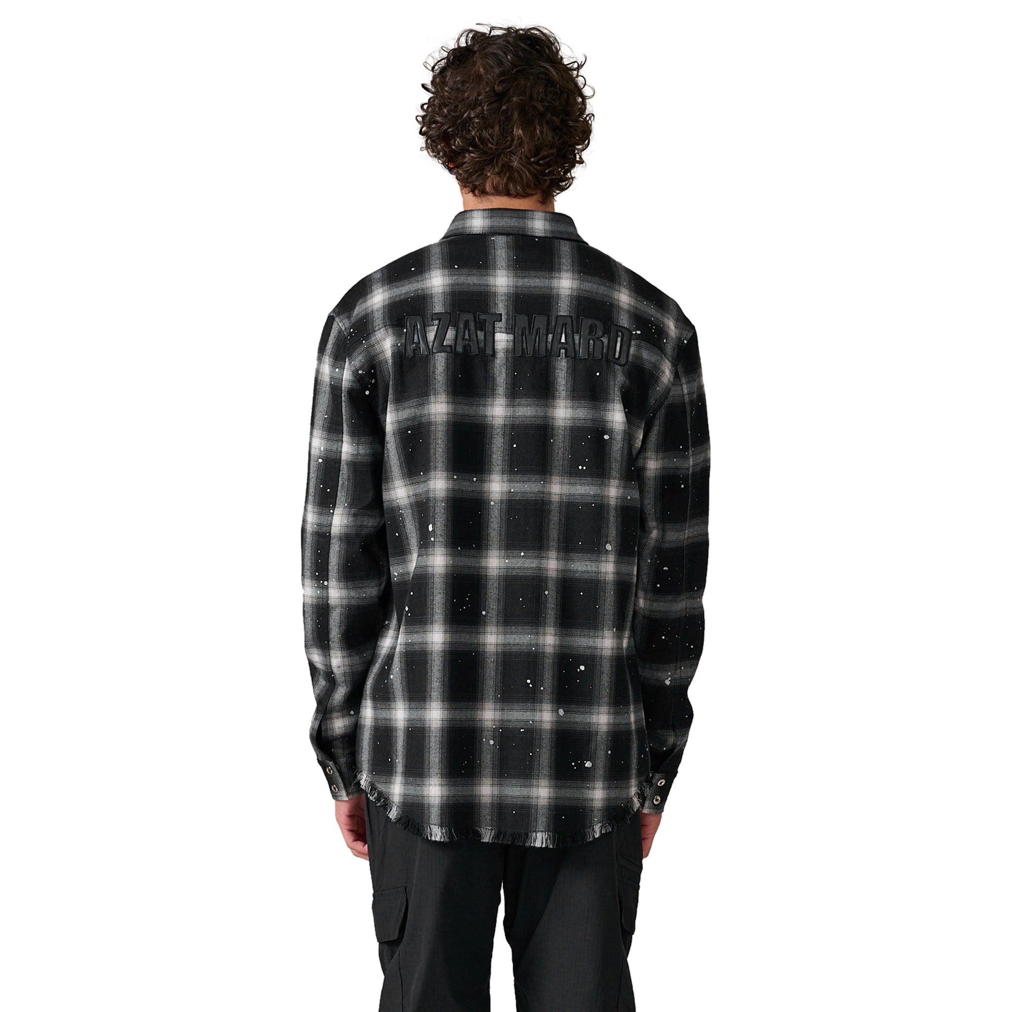 Azat Mard Men's Black Check Logo Shirt