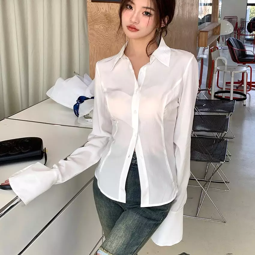 White Shirt with Back Lace-Up