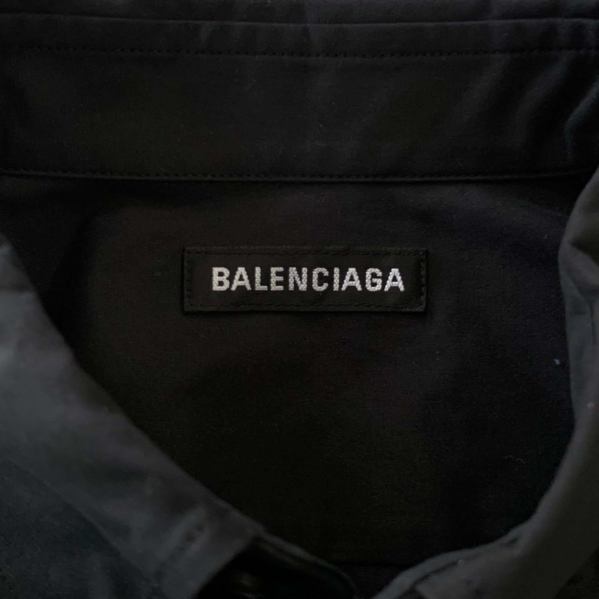 Balenciaga Black Political Campaign Button Shirt Embroidery - Buy Now