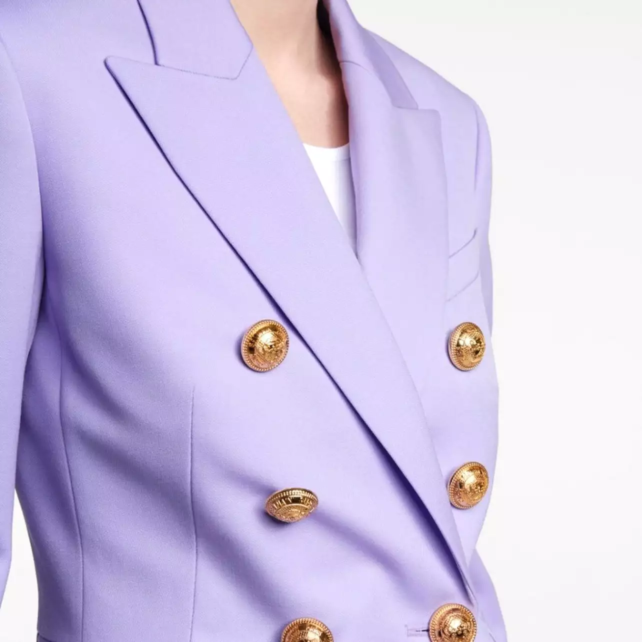 Balmain double breasted blazer, grain de poudre fabric.