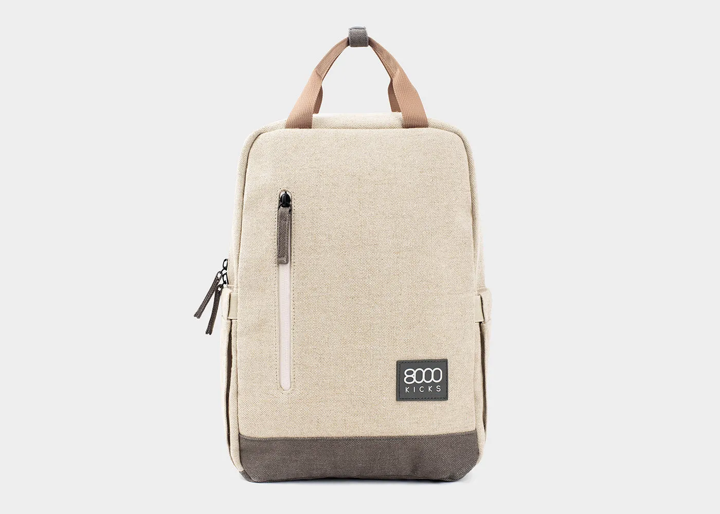 Beige and Green Small Hemp Backpack