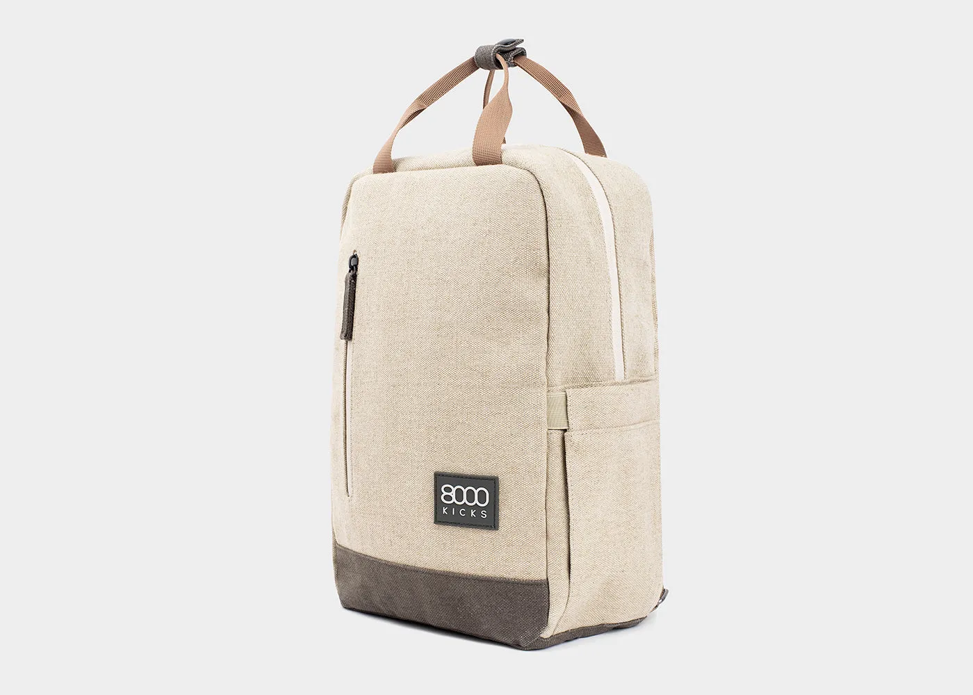 Beige and Green Small Hemp Backpack