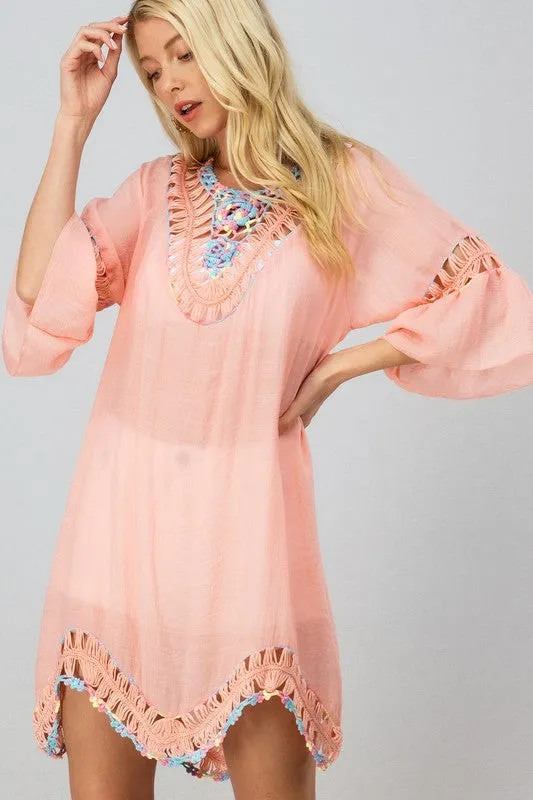 Flowy Bell Sleeve Beach Cover-Up