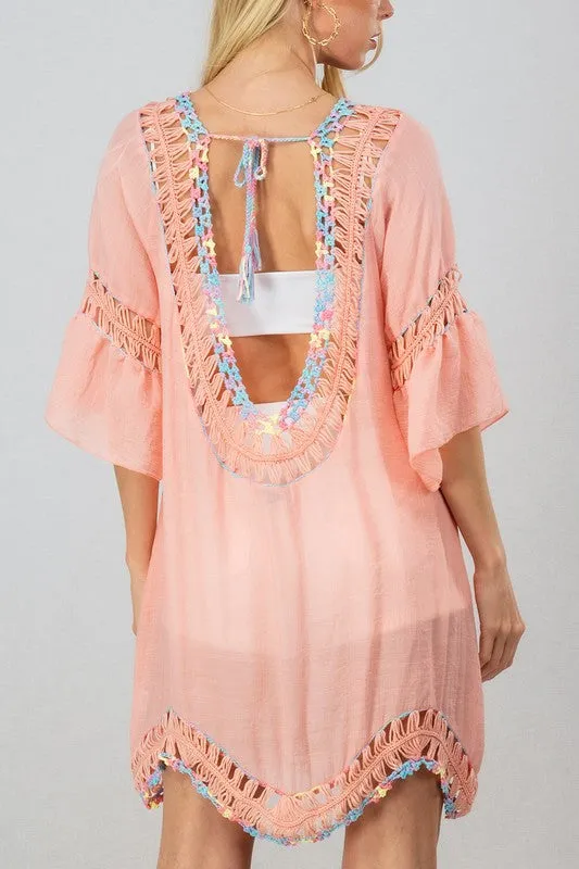 Flowy Bell Sleeve Beach Cover-Up