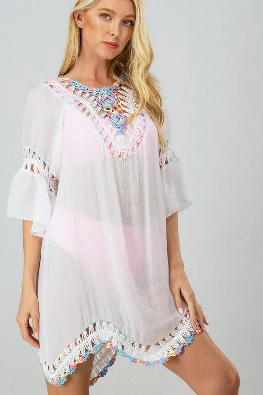 Flowy Bell Sleeve Beach Cover-Up