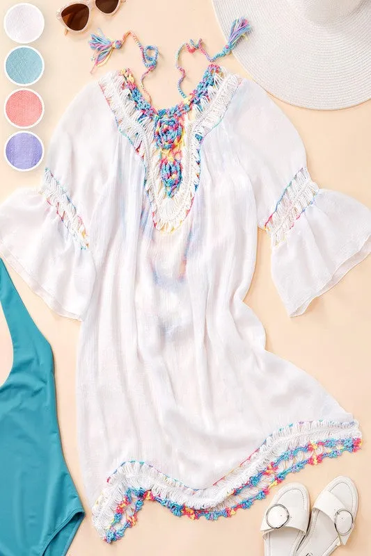 Flowy Bell Sleeve Beach Cover-Up